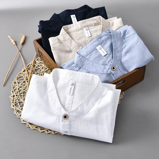 MAREA - Camicia estiva a maniche corte in cotone di lino